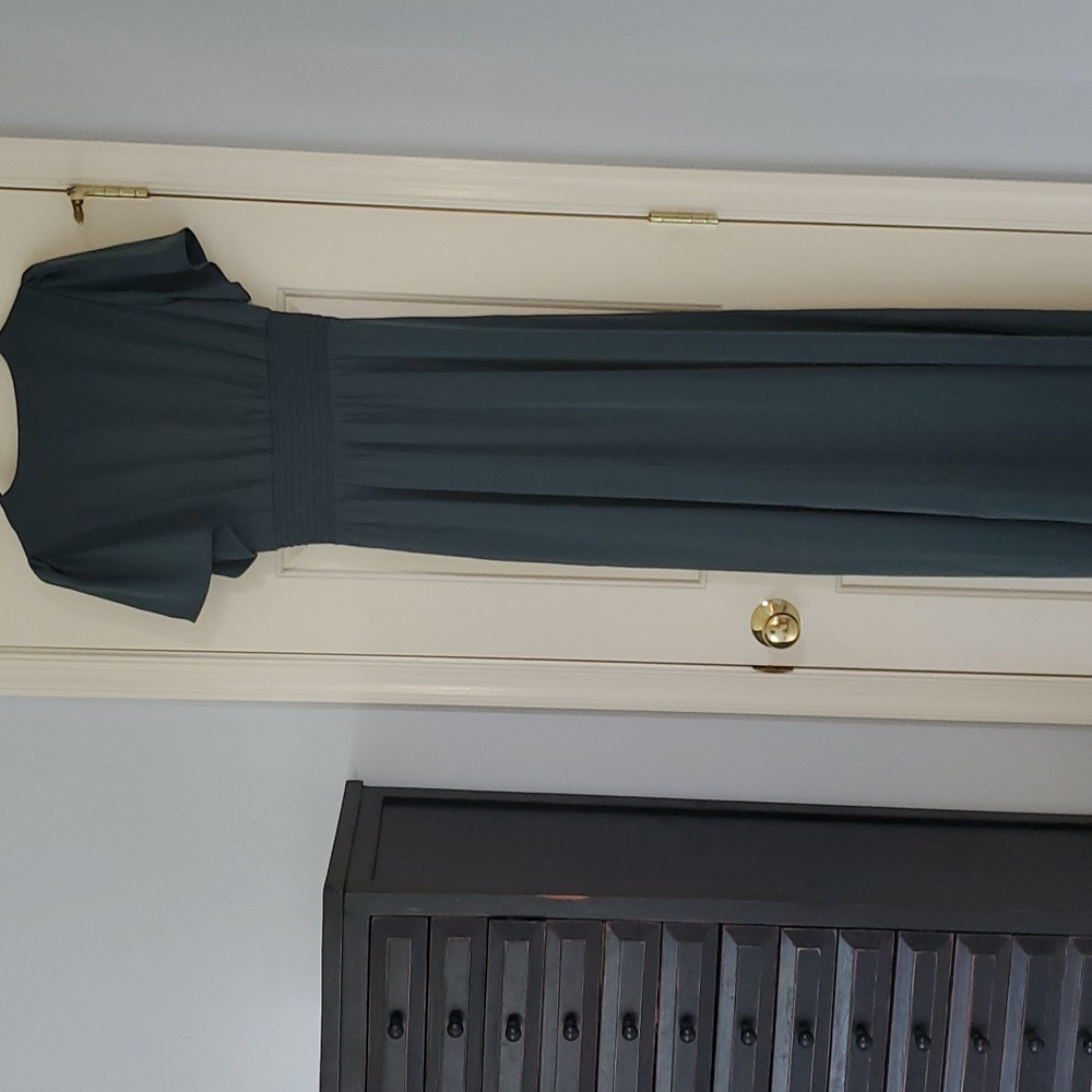 Baltic Born Dark Teal Satin Maxi Dress - Picture 4 of 4